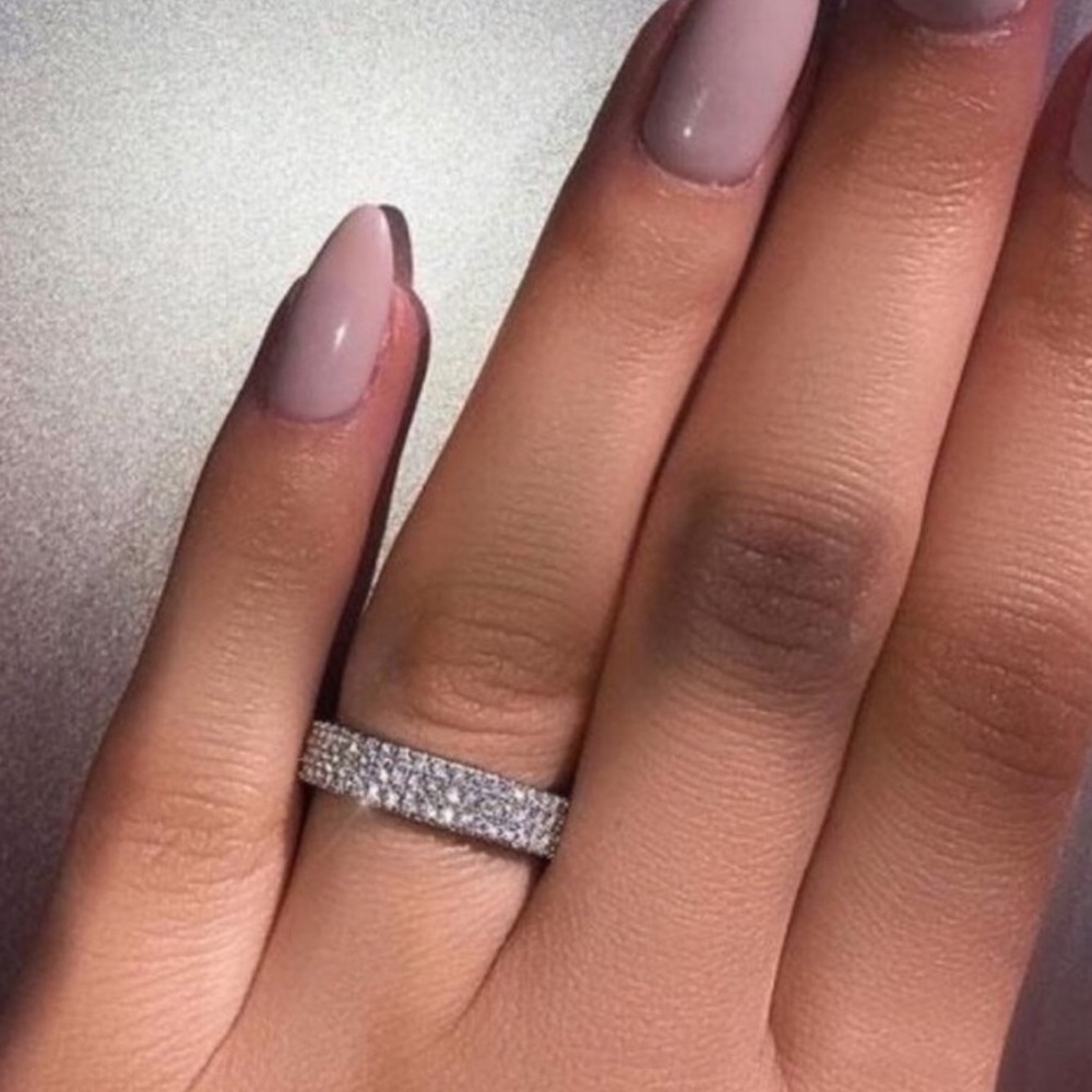 NEW SILVER ENGAGEMENT WEDDING RING DIAMOND - Picture 2 of 10